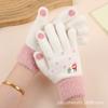 Christmas Atmosphere Can Be Cute Snowman Embroidered Plush Gloves Women's Winter Plush Thermal Gloves