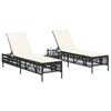 VidaXL Chaises longues lot de 2 avec table noir résine tressée, transat, lit de repos de jardin, meuble d'extérieur, chaise 4002746
