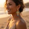 Seaside Vacation Starfish Fish Conch Dangle Earrings for Women Bohemian Coconut Tree Scallops Earring Summer Beach Party Jewelry