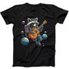 Raccoon Playing Guitar In Space Best Seller Funny Gift Black Tee T Shirt 317