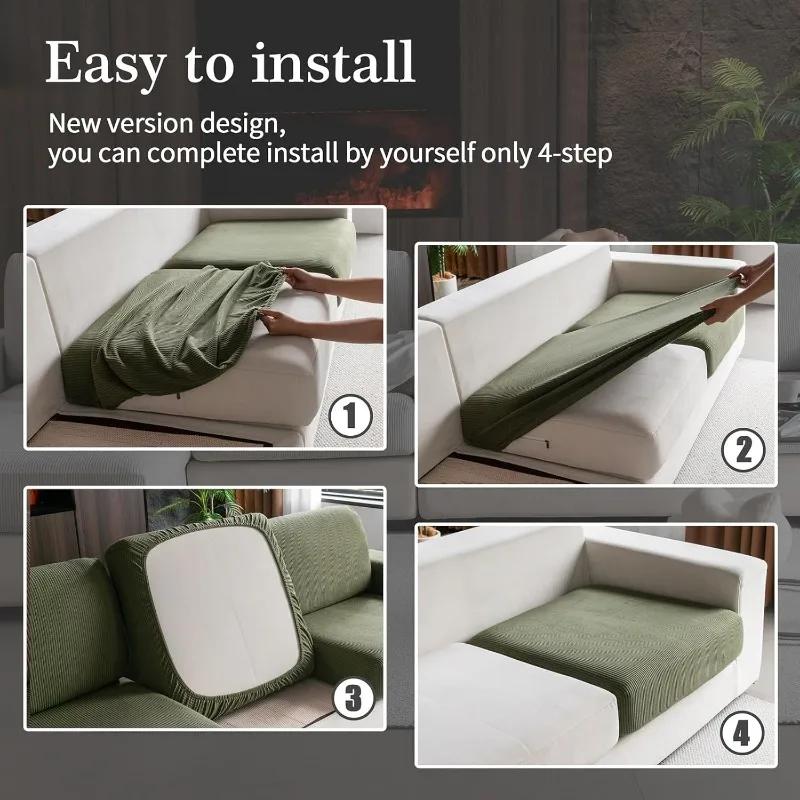Covers Launderable Elastane Sofa-Set Thickened Stretch Jacquard Cloth Pad Slipcovers Pet-Loving Woven Knit Settee Fabric Loveseat Sofa-Set Covers