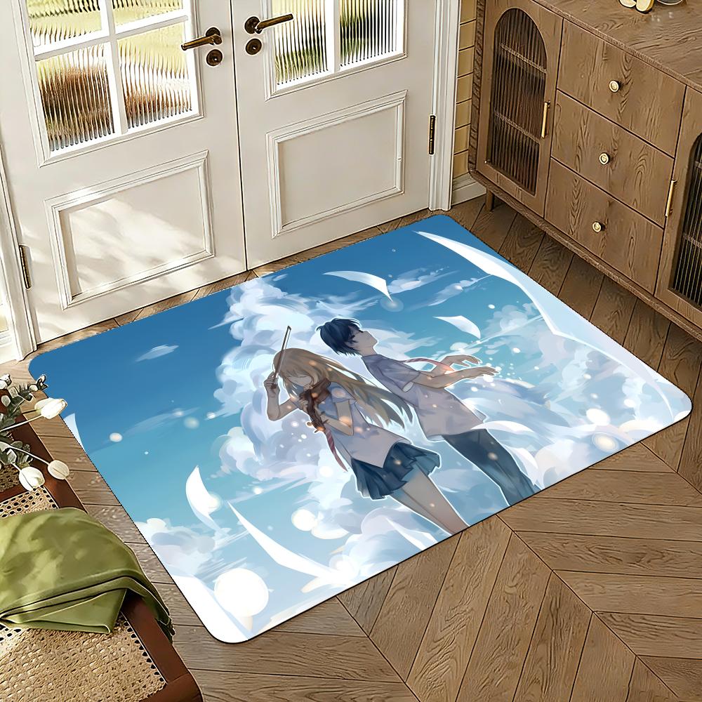 Your Lie in April Floor Mat Floor Mat Soft Flannel Non-Slip Door Rug for Living Room