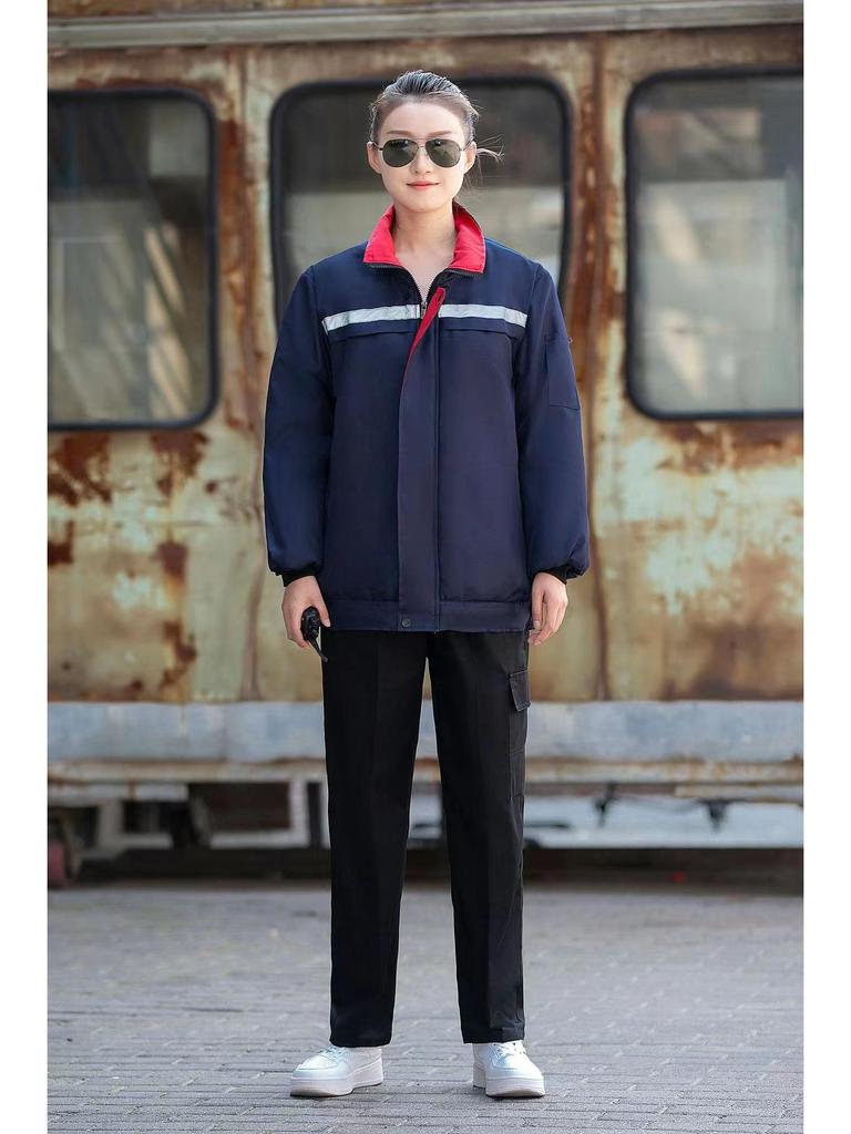 Светоотражающая зимняя рабочая одежда: Утепленная куртка из утолщенного хлопка для защиты в холодную погоду