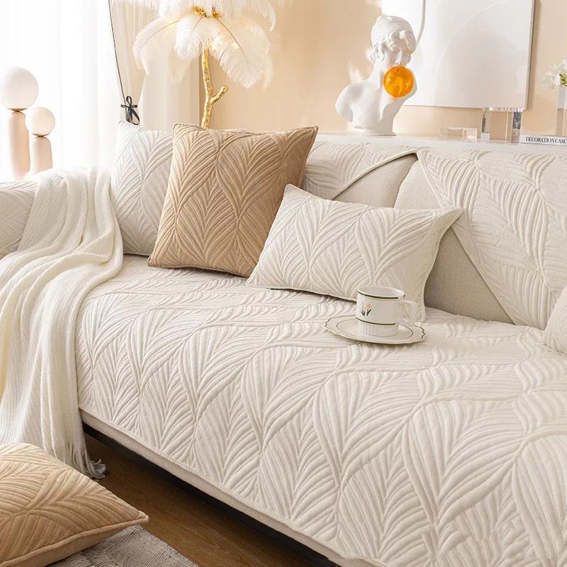 Скандинавский однотонный чехол для дивана для гостиной, нескользящий толстый плюшевый диван-подушка, коврик, комбинированный диван, защита для полотенец, домашний декор