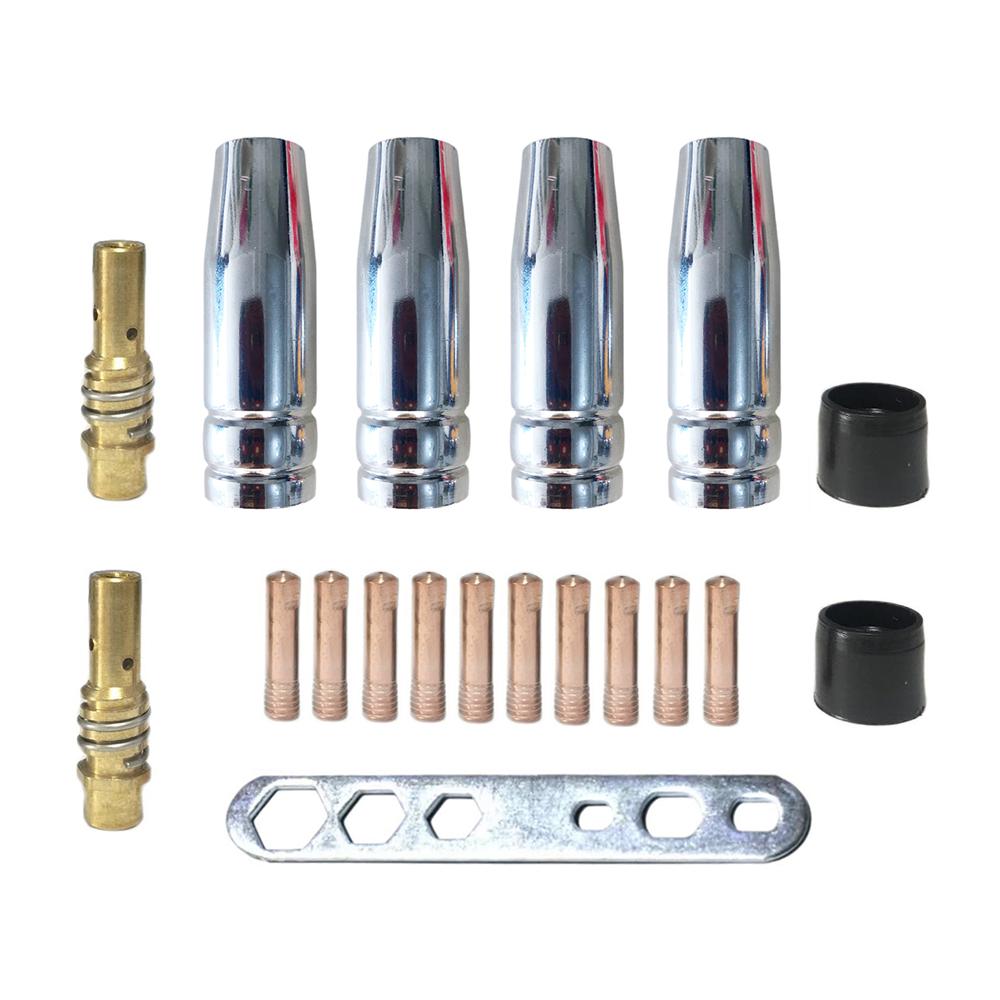 19Pcs 15AK Welding Torch Consumables Tips 0.8mm/1.0mm/1.2mm Gas Nozzle Tip Holder MIG MAG M6