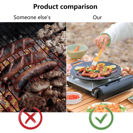 Barbecue Plate Non Stick Heat Resistance Wear-Resistant Smooth Surface Iron Picnic Barbecue Grill Pan Outdoor Supply