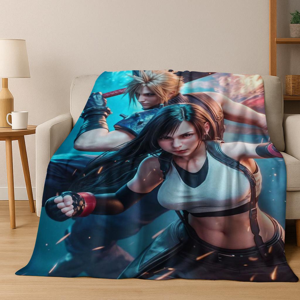 Мультяшное фланелевое одеяло Final Fantasy Сефирот Клауд Тифа, теплое и уютное мягкое покрывало для дома, спальни, кровати, дивана, ребенка