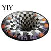 Durable Decorative Home Accents 3D Halloween Rug, Bottomless Pit Illusion Quilted Look Floor Seasonal Festive Area Carpet Mat, Non-Slip Spooky Rug for