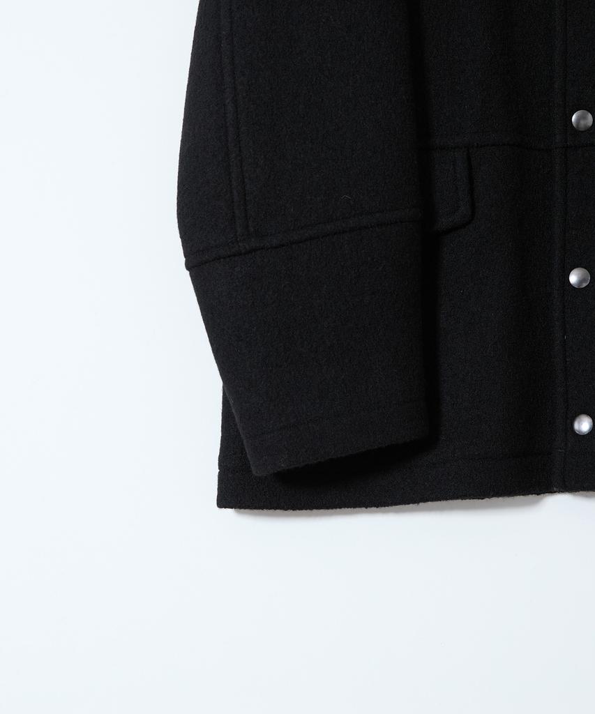 HORLISUN Idaho Snap Button Wool Half Coat Black