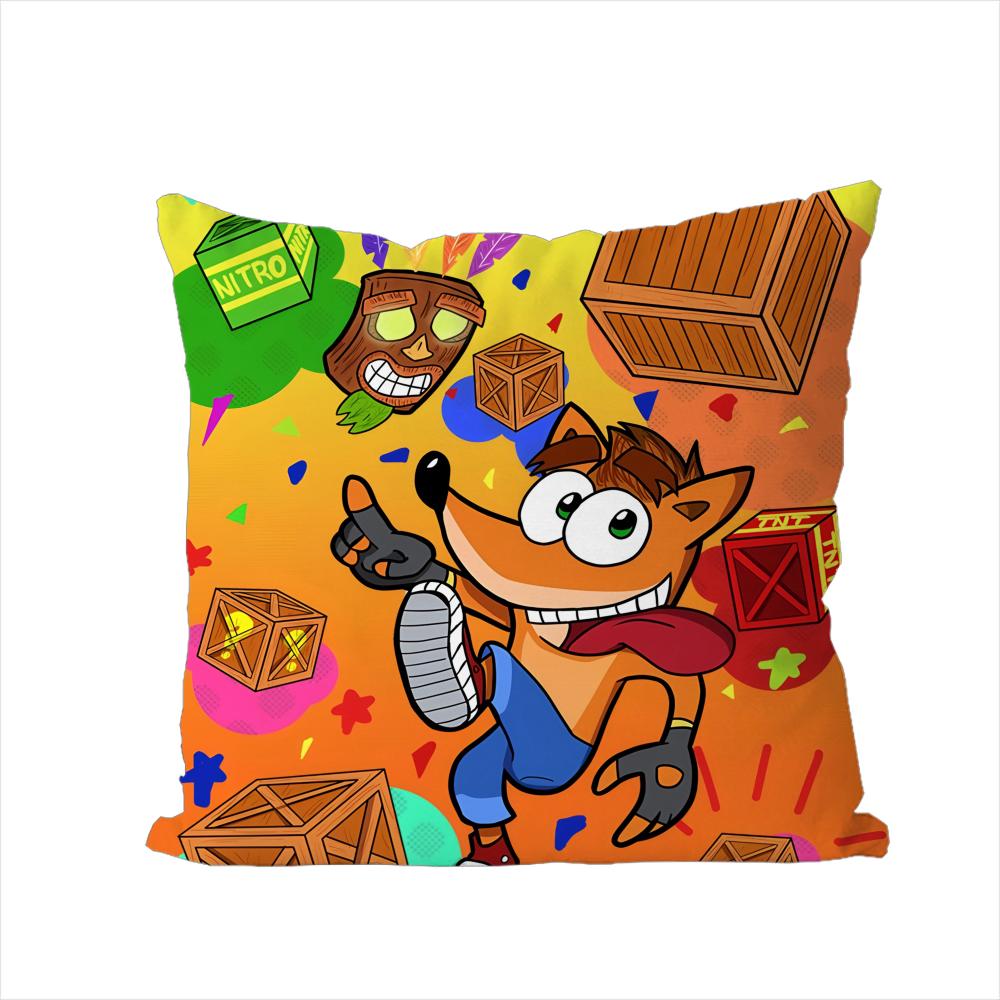 CCrash Bandicoot Pillow Case For Car Sofa Decorative Home Doublesided Print Plush Square Throw Pillow Cushion Cover