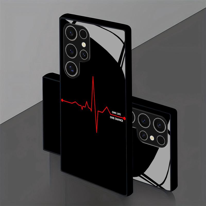 Чехол для телефона 2D с мотивом сердцебиения для Samsung S26 S25 S24 S23 S22 S21 S20 A55 A54 A53 Защитная крышка из закаленного стекла