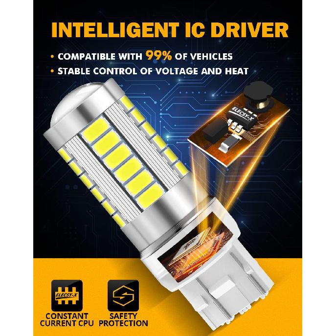 Светодиодные лампы Auxbeam 7440 W21W 7441, 6500K Белый, Суперяркие 7440A 7440AL Светодиодные лампы заднего хода для автомобилей, грузовиков, мотоциклов, 3030-SMD 12V, Упаковка из