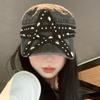 Персонализированные панк-береты с заклепками и пентаграммой, летняя мода 2000 года, солнцезащитные универсальные ретро-шляпы из выбеленного денима с плоским верхом для женщин