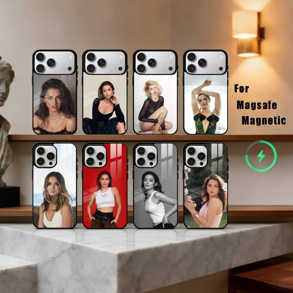 Чехол для телефона с изображением актрисы A-Ana de A-Armas-S Для iPhone17,16,15,14,13,12,11 Plus,Pro Max Магнитный Для Magsafe Беспроводной зарядки