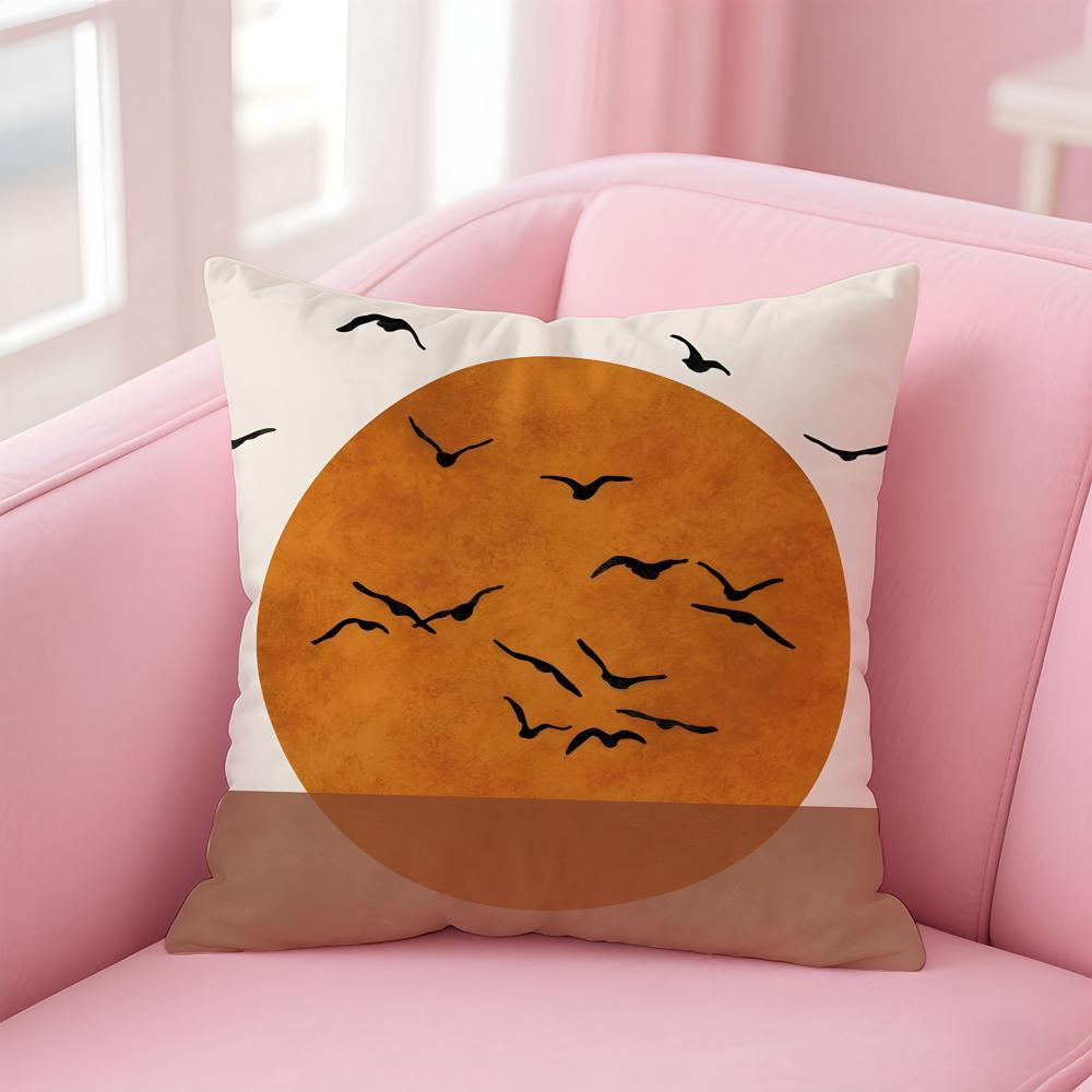 Geometric square warm color modern simplicity Cushion Cover Pillow Case Soft Friendly Fabric Concealed Zipper