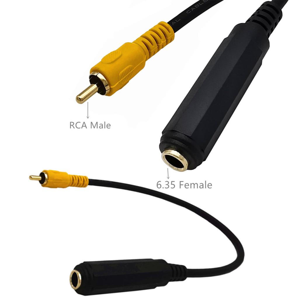 30cm/11.81" 6.35mm 1/4" Female Stereo TRS Jack To Mono RCA Male Aux Cord Line Audio Extension Adapter Cable Wire