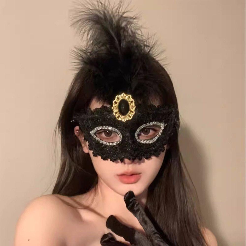 1Pcs Peacock Feathers Party Mask Lace Masquerade Mask New Half Face Mask For Adult Child