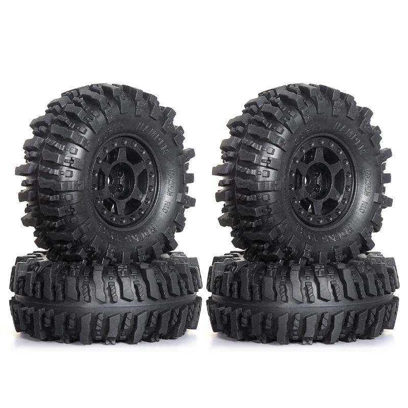 SCX24 1/24 RC Crawler Black Six-Spoke Wheels & 1.0 Inch Flame Tires