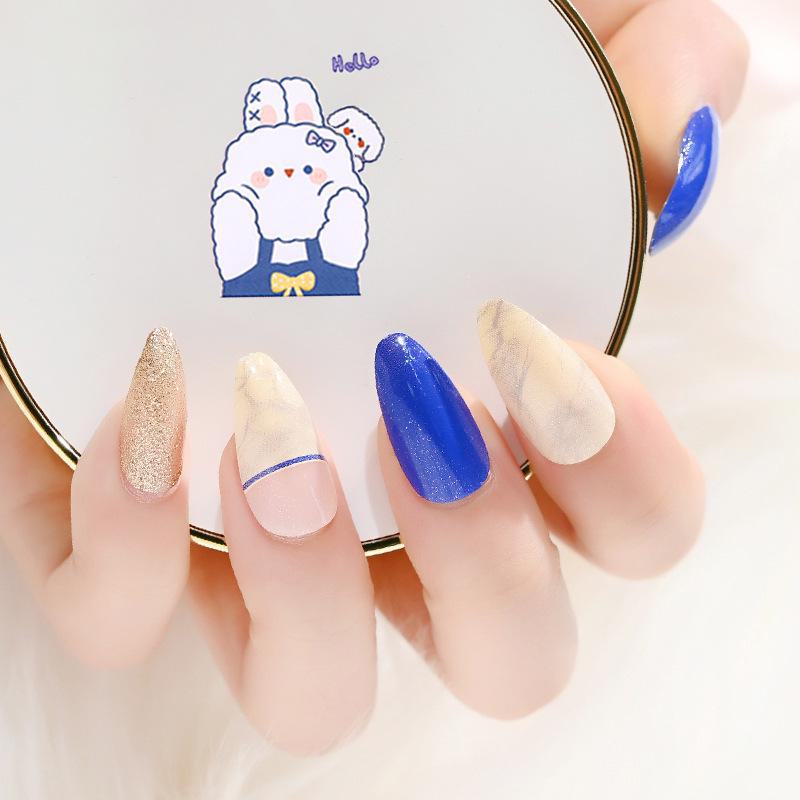 Набор из 24 съемных капель для дизайна ногтей: Острые, носимые, накладные ногти