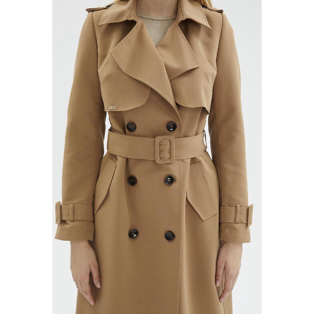 Тренч из норки с воротником и рукавами 12667