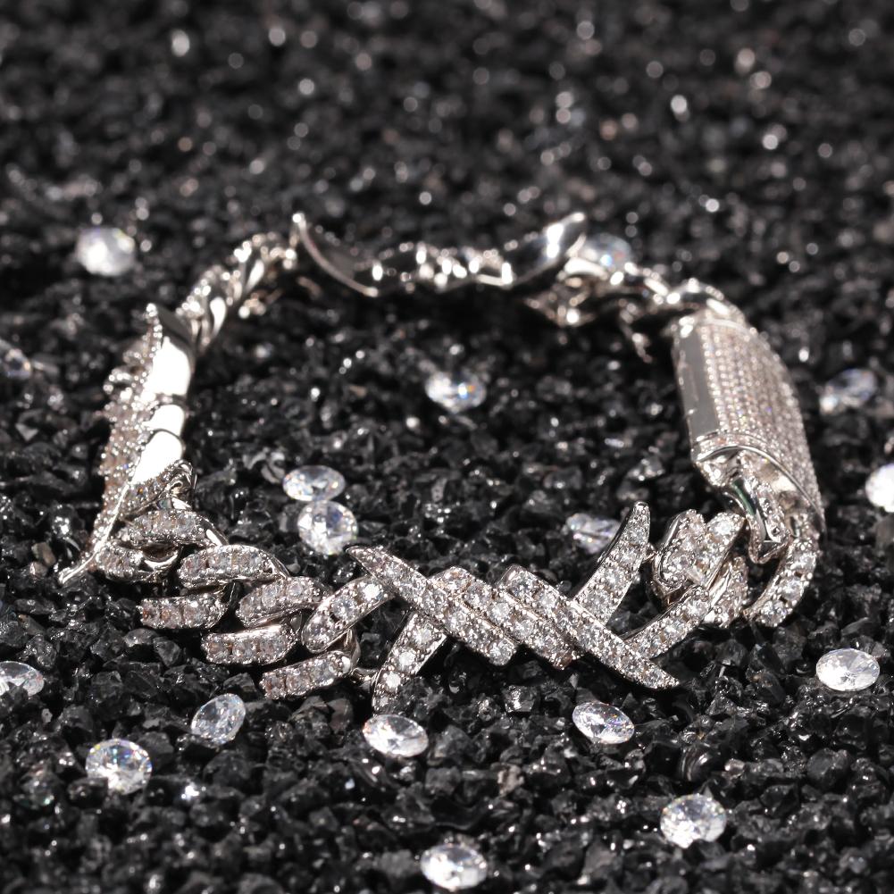 New Designs CZ Twist Thorn Cuban Link Chain Bracelet 10mm Cuban Chain 18K Gold Plating of Rapper Jewelry