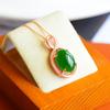 Hotan Jade S925 Silver Inlaid Jasper Egg Face Pendant for Women