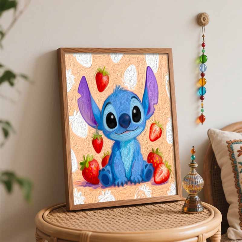 Disney Стич Клубника Масляная Краска Набор для Ручной Росписи Декорация Классический Стиль Декор Дома Современная Эстетика Настенное Искусство для Спальни Подарок 123