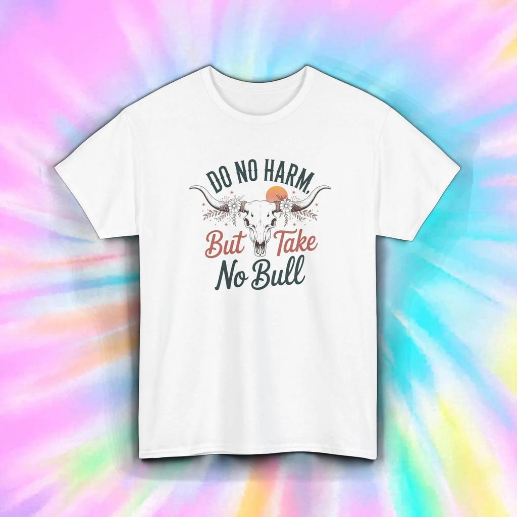 Take No Bull Shirt Western Skull Cowgirl Cow Boy Sass Funny Quote Tee S5xl