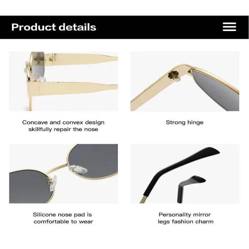 Солнцезащитные очки в небольшой металлической оправе овальной формы для женщин 2024 года, брендовые дизайнерские модные роскошные оттенки UV400, мужские винтажные солнцезащитные очки, неполяризованные солнцезащитные очки