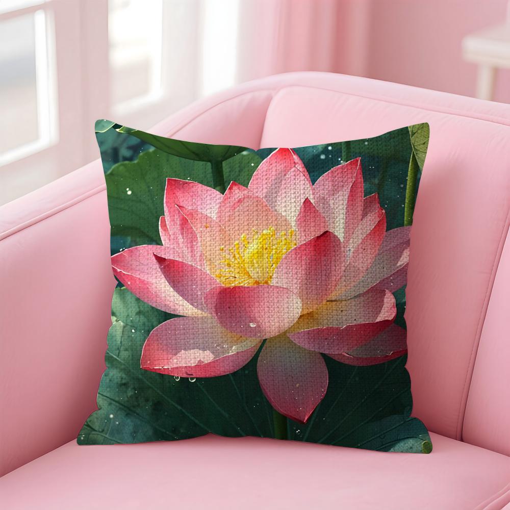 Подушка декоративная Lotus Fashion Наволочка из натурального льна Двусторонний принт Декоративная наволочка для дивана Украшение для дома Подарок