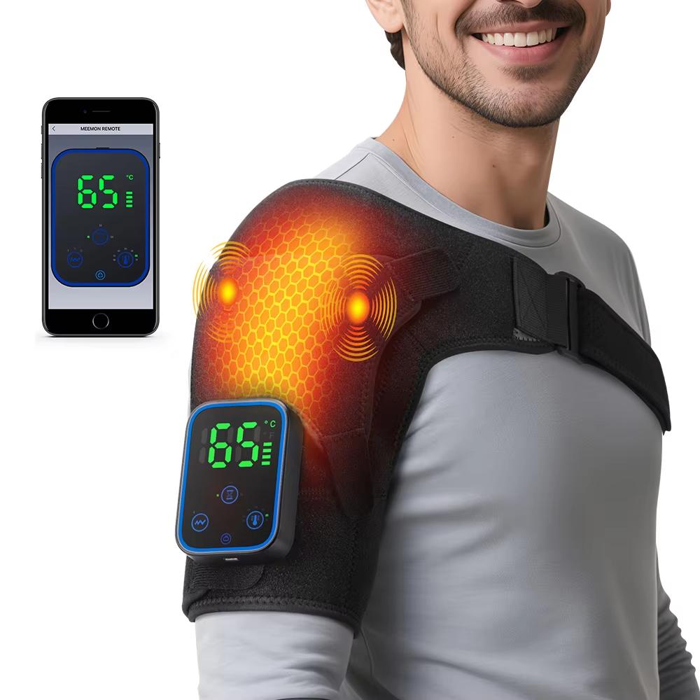 APP Detachable Controller Shoulder Massager,Cordless Heating Vibration Massage Belt,Knee Pad Shoulder Brace,Muscle Joint Relax