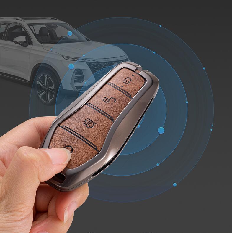 Auto Zinc Alloy Genuine Leather Key Fob Cover Mount Case Chain Fit For Byd Song Plus Atto 3 Han Ev Tang Dm Qin Seal Dolphin Yuan Auto Accessories