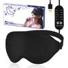 ZEEKK Silk Heated Eye Mask, USB Electric Heating, Washable, Reusable, Timer Setting, Temperature Control, Lightweight, No Pressure, Light Blocking, Sl