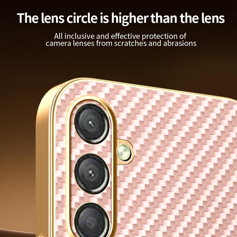 Для Samsung Galaxy A25 5G (Глобальный) (161 мм) Чехол для телефона Текстурированный под углеволокно Гальванизированная задняя крышка из ТПУ