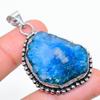 Blue Solar Quartz Handmade 925 Sterling Silver Jewelry Pendant 2.01" e5D42