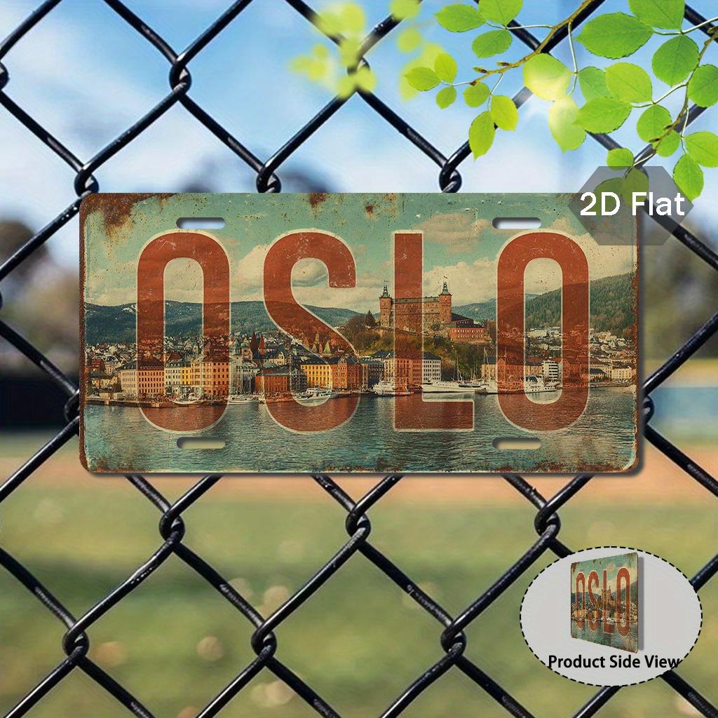 pc Vintage Oslo City Sign License Plate cm x cm Aluminum Wall Art with D Flat Printing Nordic Retro Decor for Liv