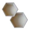 2 Hexagonal Wooden Shelves - 24 X 21 Cm and 27 X 23.5 Cm