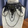 Steampunk Gothic Necklace Clavicle Chain Punk Retro Necklace Black Lace Choker  Halloween Party