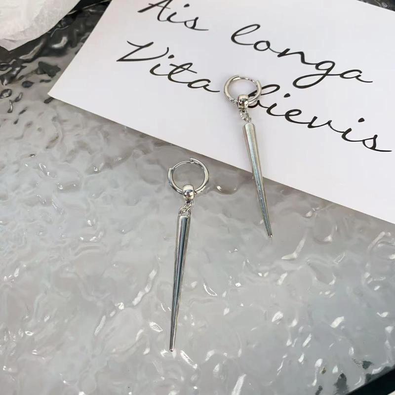 1Pair Punk Hip Hop Silver Color Rivet Drop Earrings For Women Men Gothic Metal Geometric Cone Pendant Earrings Y2K Party Jewelry