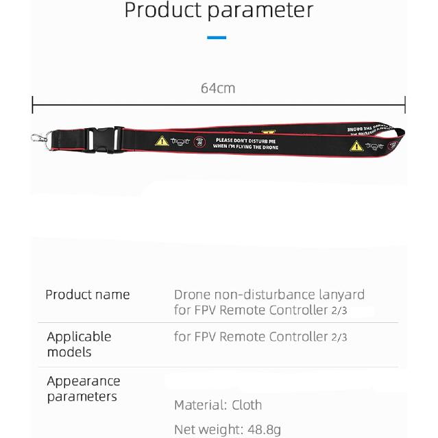 Neck Lanyard with Metal Clip Compatible with DJI FPV Remote Controller 3/2, Nylon Braided Shoulder Neck Lanyard Strap with Flight Safety Warning