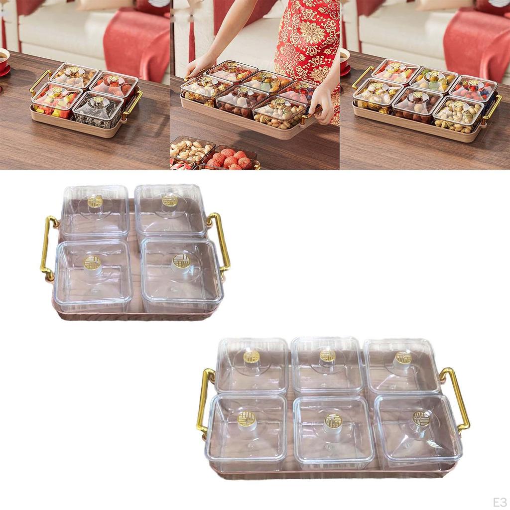 Тарелка для закусок, поднос для сервировки орехов и конфет с чашей с крышкой, разделенная посуда для сладких орехов