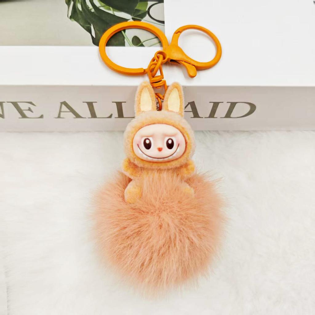 Flocking Fur Ball Keychain Pendant, Car Pendant, Girl Backpack Pendant.