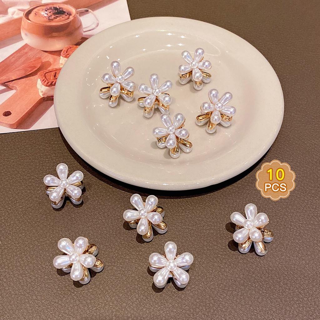 10 imitation pearl small hair clips, fashionable and sweet style hair accessories suitable for daily use