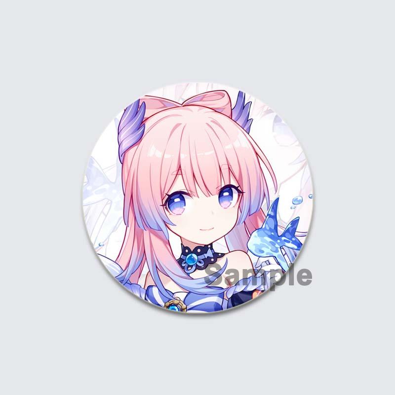 32/44/58mm Game Anime Genshin Impact Pin Fun Cartoon Cute Head Image Brooch Badge Bag Decor for Fans Collection Friends Gift Accessory