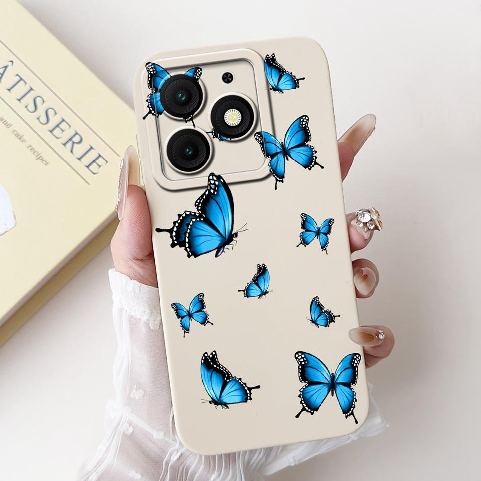 For Itel A50 Back Cover On ItelA50 A 50 Coque Funda Flower Butterfly 2024 New Women Fashion Phone Case Liquid Silicone Bumper