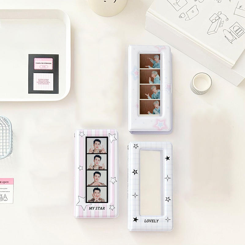 Альбом-биндер для фотокарточек с узором звезд, мини-портативный мультяшный держатель для фотокарточек для коллекции