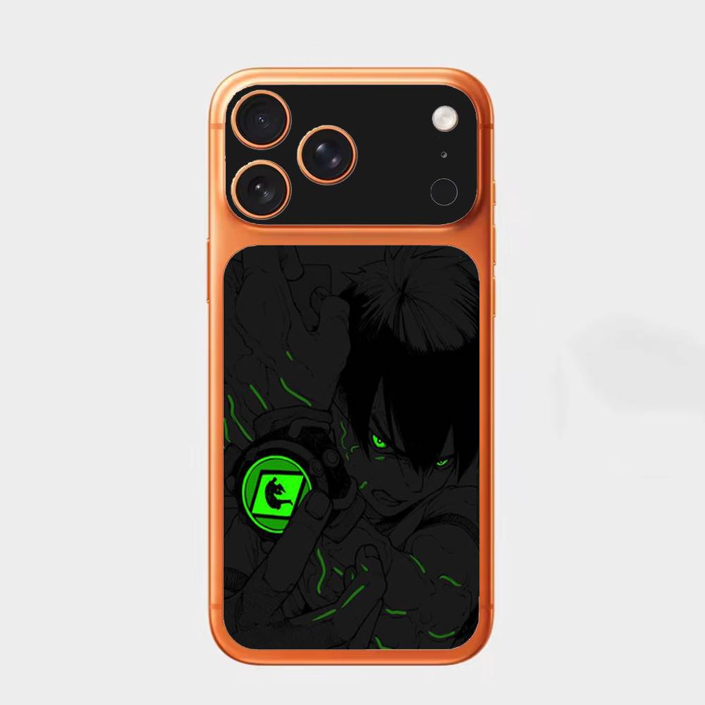 B-Ben10 O-Omnitrix Часы Сменная накладка-чехол из волокнистой кожи для iPhone 17Pro, 17Pro Max Задняя наклейка-чехол