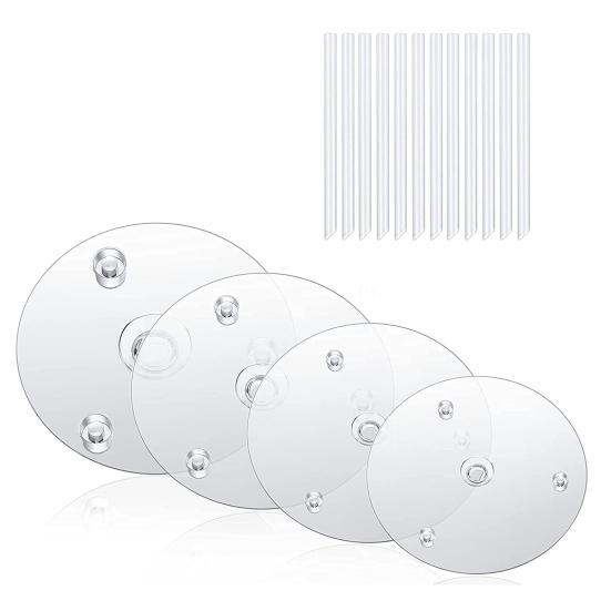 1 набор прозрачных штабелируемых подставок для торта, пищевые, многоразовые, 4 тарелки-разделителя для торта, 12 стержней для поддержки торта для тортов 4/6/8/10 дюймов