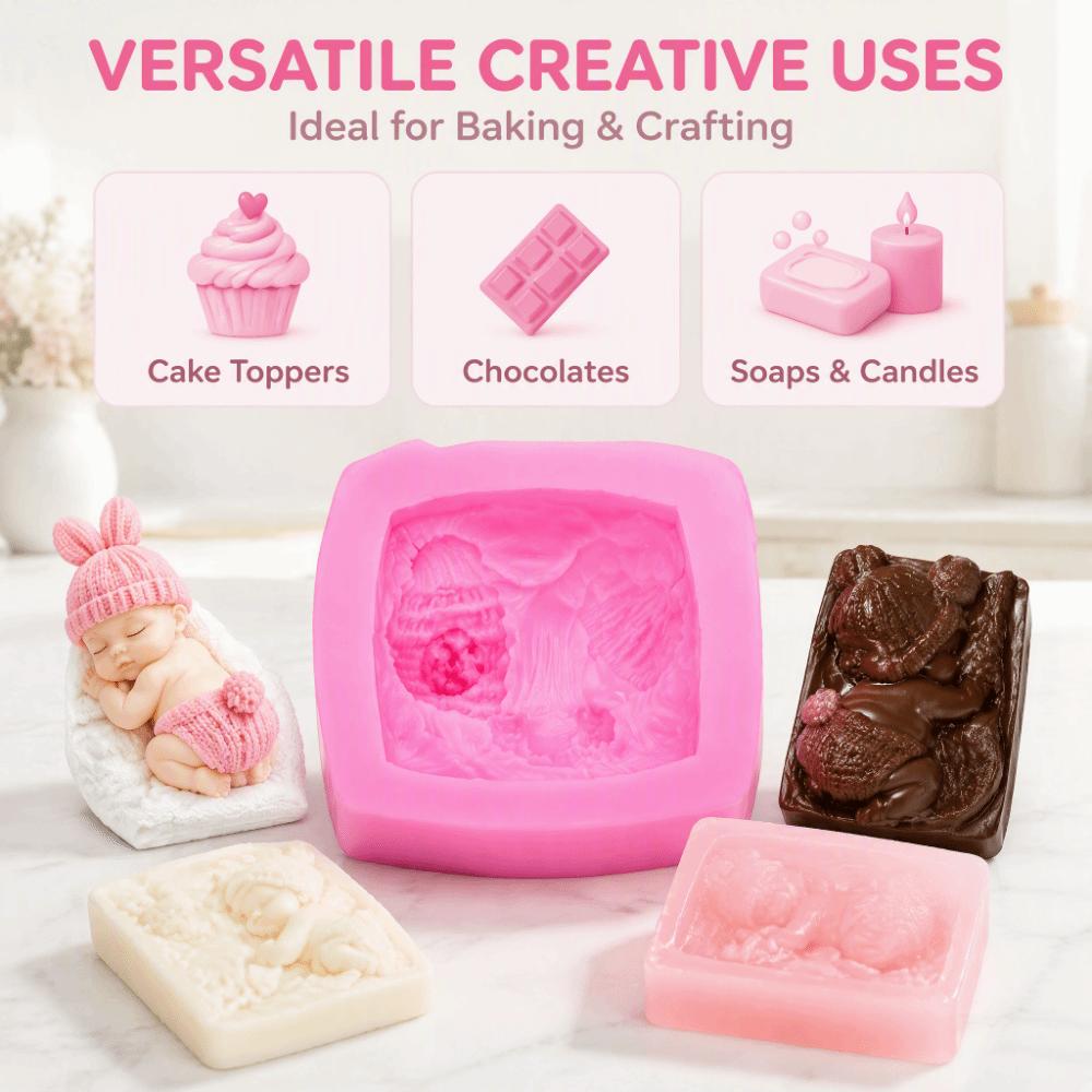 Non-Stick Baby Silicone Mold Flexible Baby Shower Mold Reusable 3D Fondant Mold Fondant Cake