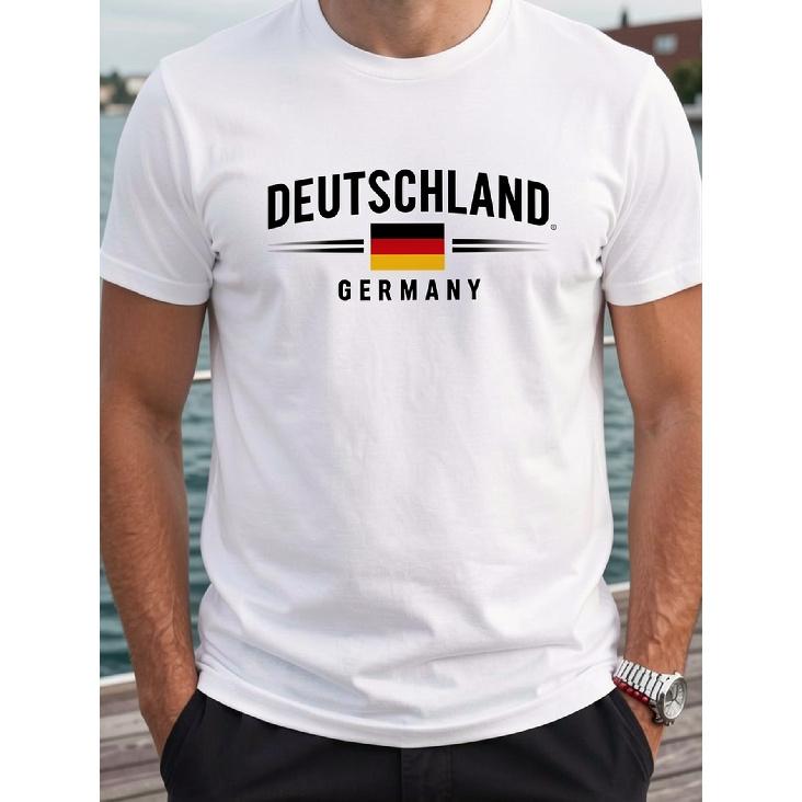 Мужская футболка с графическим принтом флага Германии Deutschland, короткий рукав, круглый вырез, хлопок, мягкая посадка, повседневная одежда, летние путешествия, уличный стиль